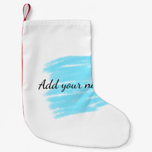 Petite Chaussette De Noël Aquarelle bleue ajouter le nom texte message ici j