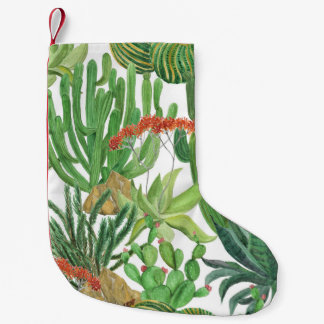Petite Chaussette De Noël Aquarelle Cactus : Peinture Motif transparente