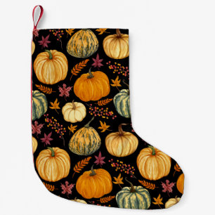 Petite Chaussette De Noël Aquarelle Citrouilles : Automne Motif sans couture