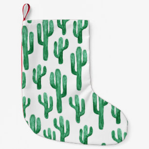 Petite Chaussette De Noël Aquarelle de cactus : illustration à main