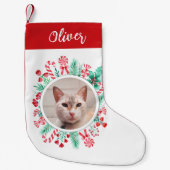 Petite Chaussette De Noël Aquarelle de chat ou de chien d'animal de compagni (Devant)