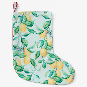 Petite Chaussette De Noël Aquarelle de citron bleu motif