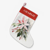 Petite Chaussette De Noël Aquarelle de Noël Poinsettia Berries Folithe (Devant (Accrochage))