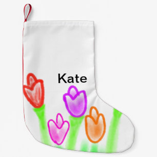 Petite Chaussette De Noël Aquarelle de tulipe colorée ajouter un texte moder