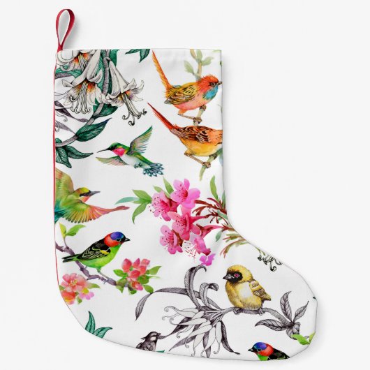 Petite Chaussette De Noël Aquarelle dessinée main sans couture motif avec tr (Devant)