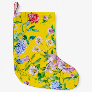 Petite Chaussette De Noël Aquarelle du jardin de fleurs illustration motif
