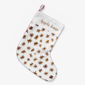 Petite Chaussette De Noël Aquarelle étoile avec nom - ambre (Devant (Accrochage))