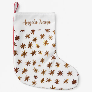 Petite Chaussette De Noël Aquarelle étoile avec nom - ambre