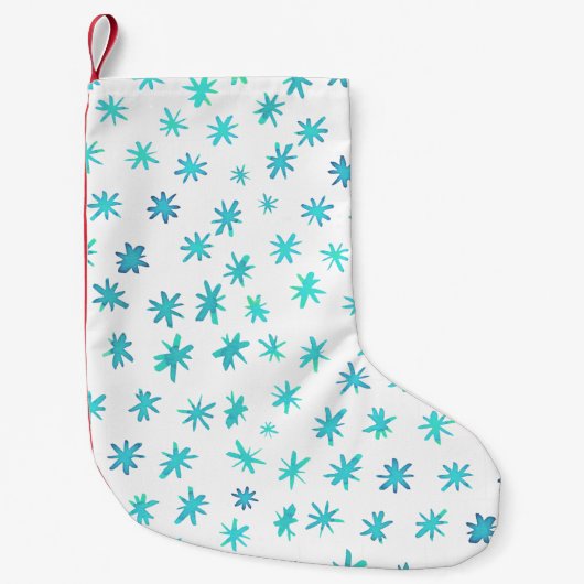 Petite Chaussette De Noël Aquarelle étoile - turquoise (Devant)