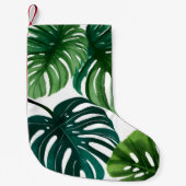 Petite Chaussette De Noël Aquarelle Feuille Monstera (Devant)