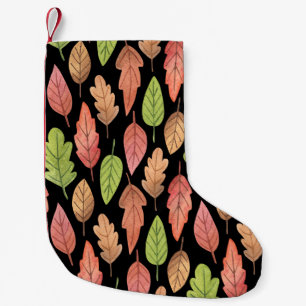Petite Chaussette De Noël Aquarelle feuilles d'automne : motif transparent