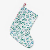 Petite Chaussette De Noël Aquarelle fleurs d'hiver - turquoise (Devant (Accrochage))