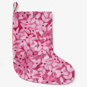 Petite Chaussette De Noël Aquarelle fleurs lilas : arrière - plan rose