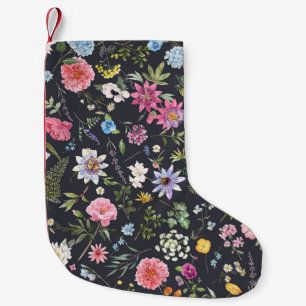 Petite Chaussette De Noël Aquarelle Florale : Motif d'été doux.