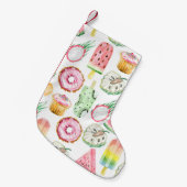 Petite Chaussette De Noël Aquarelle fruits tropicaux, glace motif. (Devant (Accrochage))
