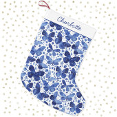 Petite Chaussette De Noël Aquarelle papillon bleu