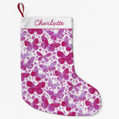 Petite Chaussette De Noël Aquarelle papillon rose (Devant)