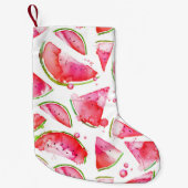 Petite Chaussette De Noël Aquarelle pastèque 1 (Devant)