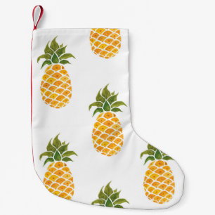 Petite Chaussette De Noël Aquarelle peinte à la main avec des fruits exotiqu