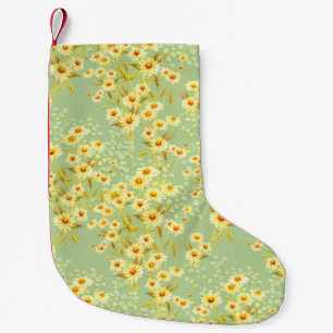 Petite Chaussette De Noël Aquarelle photo de fleurs marguerites sur un vert 