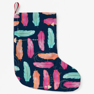 Petite Chaussette De Noël Aquarelle plumes sans couture motif boho avec fea