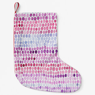 Petite Chaussette De Noël Aquarelle rayée : Polka gris rose
