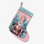 Petite Chaussette De Noël Aquarelle rose noutcracker ajouter nom (Devant (Accrochage))