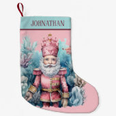 Petite Chaussette De Noël Aquarelle rose noutcracker ajouter nom (Devant)