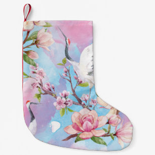 Petite Chaussette De Noël Aquarelle Rouge Motif japonais
