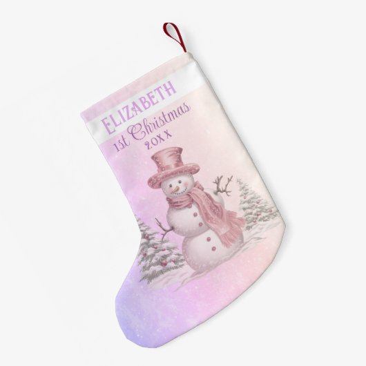 Petite Chaussette De Noël Aquarelle Showman Baby 1er Noël Purple (Dos (Accrochage))