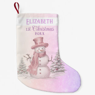Petite Chaussette De Noël Aquarelle Showman Baby 1er Noël Purple