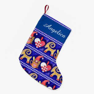 Petite Chaussette De Noël Aquarelle suédoise blanche et rouge bleue de Noël