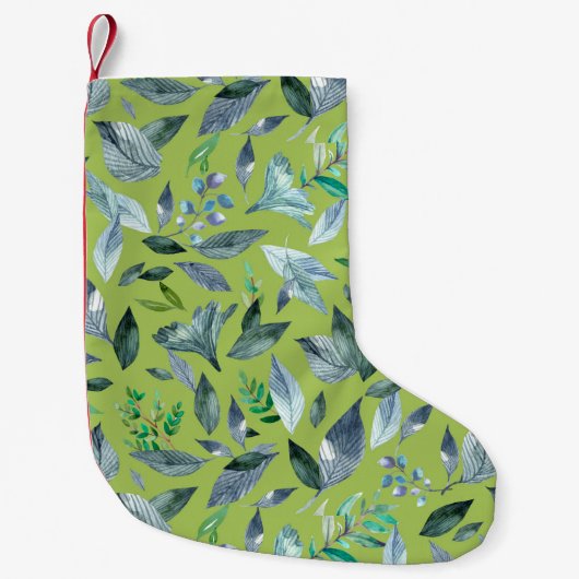 Petite Chaussette De Noël Aquarelle tombée feuilles 6 (Devant)