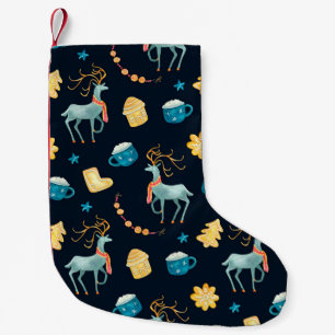 Petite Chaussette De Noël Aquarelle transparente motif avec cerfs de noël g