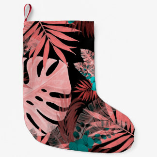 Petite Chaussette De Noël Aquarelle transparente motif avec plantes tropicau