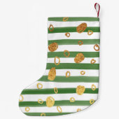 Petite Chaussette De Noël Aquarelle verte Bande dorée Points Motif de vacanc (Dos)