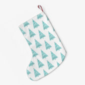 Petite Chaussette De Noël Arbre de Noël blanc Aqua Bleu Éperche (Dos (Accrochage))
