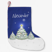 Petite Chaussette De Noël Arbre de Noël bleu Stocker (Devant)