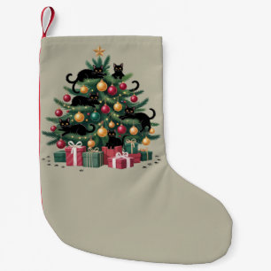 Petite Chaussette De Noël Arbre de Noël Chats Noirs Amateur de Chats Lumière