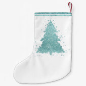 Petite Chaussette De Noël Arbre de Noël élégant | Luxe Aqua Mint Splatter (Dos)