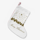 Petite Chaussette De Noël Arbre de Noël en or brillant, lune, étoiles (Devant (Accrochage))