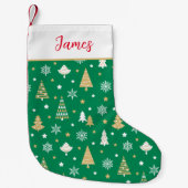 Petite Chaussette De Noël Arbre de Noël Festif Personnalisé Nom Vert (Devant)
