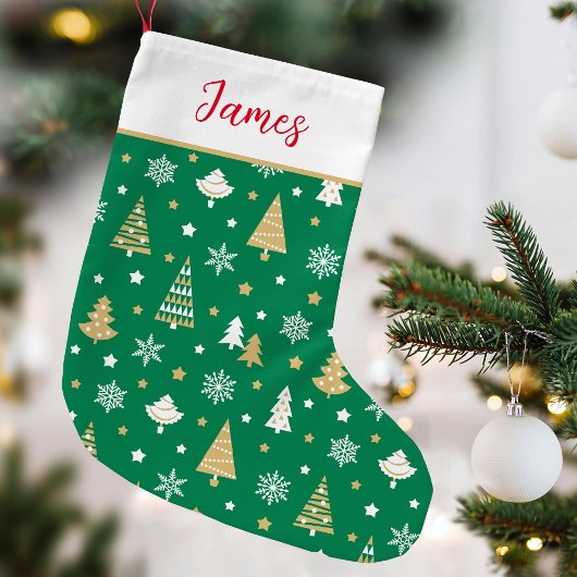Petite Chaussette De Noël Arbre de Noël Festif Personnalisé Nom Vert