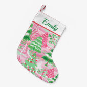 Petite Chaussette De Noël Arbre de Noël rose et vert (Devant (Accrochage))