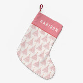 Petite Chaussette De Noël Arbre de Noël rose Fille Moderne Nom personnalisé (Devant (Accrochage))