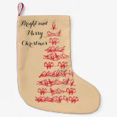 Petite Chaussette De Noël Arbre de Noël Rouge aux oiseaux (Devant)