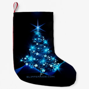 Petite Chaussette De Noël arbre de Noël stylisé SlipperyJoe bleu brillant s