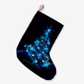 Petite Chaussette De Noël arbre de Noël stylisé SlipperyJoe bleu brillant s (Devant (Accrochage))
