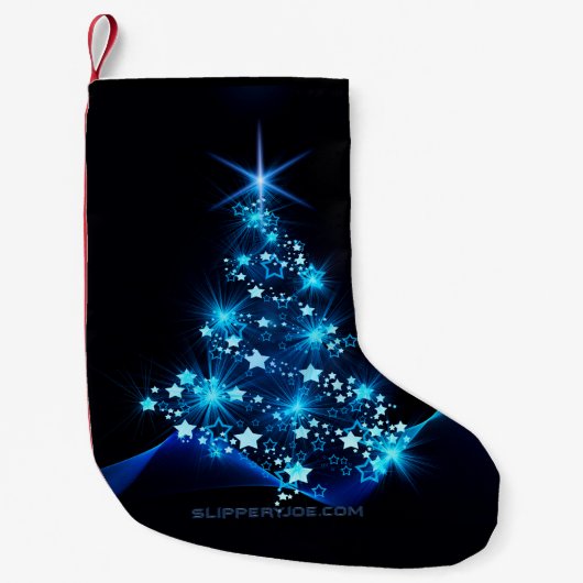 Petite Chaussette De Noël arbre de Noël stylisé SlipperyJoe bleu brillant s (Devant)