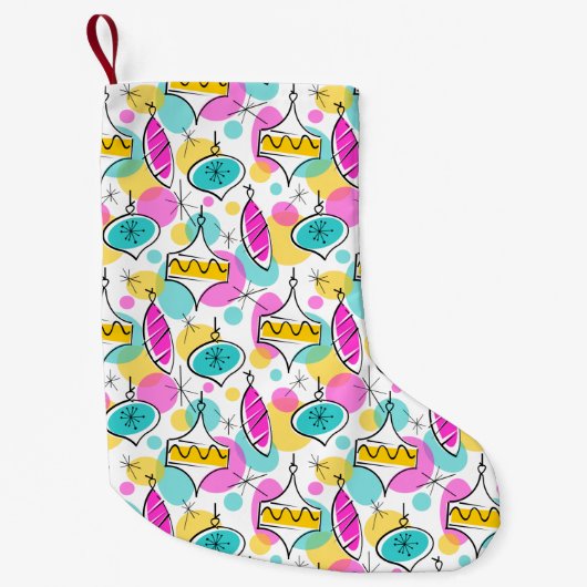 Petite Chaussette De Noël Arbre rétro Baubles Multi bas 2 côtés (Devant)